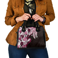 Monstera Plumeria Flowers Pink Shoulder Handbag Polynesian Pattern LT01 - Polynesian Pride