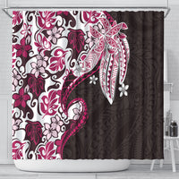 Monstera Plumeria Flowers Pink Shower Curtain Polynesian Pattern LT01 - Polynesian Pride