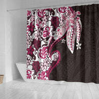 Monstera Plumeria Flowers Pink Shower Curtain Polynesian Pattern LT01 - Polynesian Pride