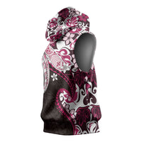 Monstera Plumeria Flowers Pink Sleeveless Hoodie Polynesian Pattern LT01 - Polynesian Pride