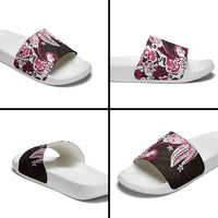 Monstera Plumeria Flowers Pink Slide Sandals Polynesian Pattern LT01 - Polynesian Pride