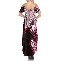 Monstera Plumeria Flowers Pink Summer Maxi Dress Polynesian Pattern LT01 - Polynesian Pride