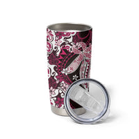Monstera Plumeria Flowers Pink Tumbler Cup Polynesian Pattern LT01 - Polynesian Pride