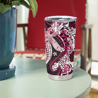 Monstera Plumeria Flowers Pink Tumbler Cup Polynesian Pattern LT01 - Polynesian Pride