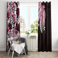 Monstera Plumeria Flowers Pink Window Curtain Polynesian Pattern LT01 - Polynesian Pride