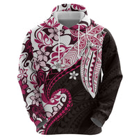 Monstera Plumeria Flowers Pink Zip Hoodie Polynesian Pattern LT01 - Polynesian Pride