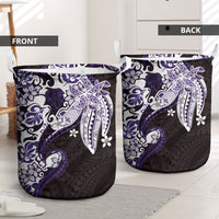 Monstera Plumeria Flowers Purple Laundry Basket Polynesian Pattern LT01 - Polynesian Pride