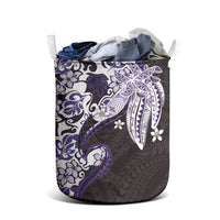 Monstera Plumeria Flowers Purple Laundry Basket Polynesian Pattern LT01 - Polynesian Pride
