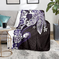 Monstera Plumeria Flowers Purple Blanket Polynesian Pattern LT01 - Polynesian Pride