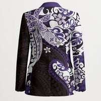 Monstera Plumeria Flowers Purple Blazer Polynesian Pattern LT01 - Polynesian Pride
