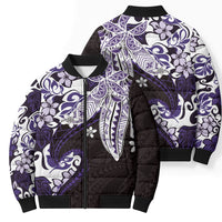 Monstera Plumeria Flowers Purple Bomber Puffer Jacket Polynesian Pattern LT01 - Polynesian Pride