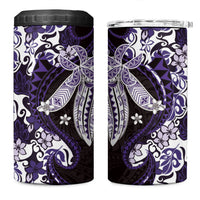Monstera Plumeria Flowers Purple 4 in 1 Can Cooler Tumbler Polynesian Pattern LT01 One Size: 16 oz Purple - Polynesian Pride