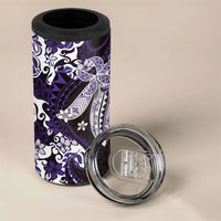 Monstera Plumeria Flowers Purple 4 in 1 Can Cooler Tumbler Polynesian Pattern LT01 - Polynesian Pride