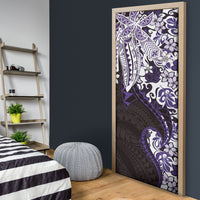 Monstera Plumeria Flowers Purple Door Cover Polynesian Pattern LT01 - Polynesian Pride