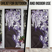 Monstera Plumeria Flowers Purple Door Cover Polynesian Pattern LT01 - Polynesian Pride