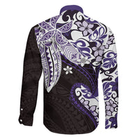 Monstera Plumeria Flowers Purple Family Matching Off Shoulder Short Dress and Hawaiian Shirt Polynesian Pattern