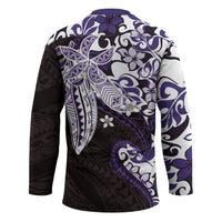 Monstera Plumeria Flowers Purple Hockey Jersey Polynesian Pattern LT01 - Polynesian Pride