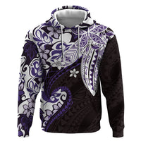 Monstera Plumeria Flowers Purple Hoodie Polynesian Pattern LT01 Pullover Hoodie Purple - Polynesian Pride