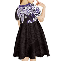 Monstera Plumeria Flowers Purple Kid Short Sleeve Dress Polynesian Pattern LT01 - Polynesian Pride