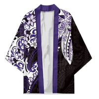 Monstera Plumeria Flowers Purple Kimono Polynesian Pattern LT01 Unisex Purple - Polynesian Pride