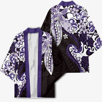 Monstera Plumeria Flowers Purple Kimono Polynesian Pattern LT01 - Polynesian Pride
