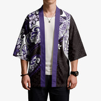 Monstera Plumeria Flowers Purple Kimono Polynesian Pattern LT01 - Polynesian Pride