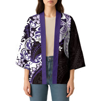 Monstera Plumeria Flowers Purple Kimono Polynesian Pattern LT01 - Polynesian Pride
