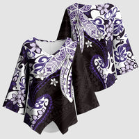 Monstera Plumeria Flowers Purple Kimono Sleeve Blouse Polynesian Pattern LT01 - Polynesian Pride