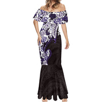 Monstera Plumeria Flowers Purple Mermaid Dress Polynesian Pattern LT01 - Polynesian Pride
