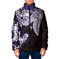 Monstera Plumeria Flowers Purple Padded Jacket Polynesian Pattern LT01 Men Purple - Polynesian Pride