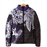 Monstera Plumeria Flowers Purple Padded Jacket Polynesian Pattern LT01 - Polynesian Pride