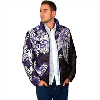Monstera Plumeria Flowers Purple Padded Jacket Polynesian Pattern LT01 - Polynesian Pride