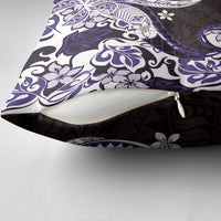 Monstera Plumeria Flowers Purple Pillow Cover Polynesian Pattern