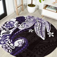 Monstera Plumeria Flowers Purple Round Carpet Polynesian Pattern LT01 Purple - Polynesian Pride