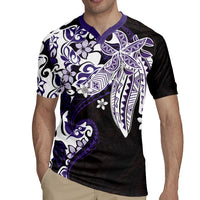 Monstera Plumeria Flowers Purple Rugby Jersey Polynesian Pattern LT01 - Polynesian Pride
