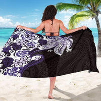 Monstera Plumeria Flowers Purple Sarong Polynesian Pattern LT01 - Polynesian Pride