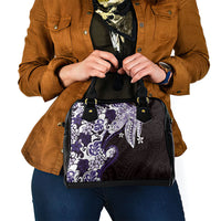 Monstera Plumeria Flowers Purple Shoulder Handbag Polynesian Pattern LT01 - Polynesian Pride
