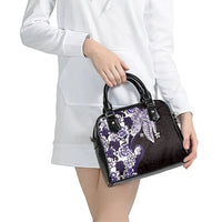 Monstera Plumeria Flowers Purple Shoulder Handbag Polynesian Pattern LT01 - Polynesian Pride