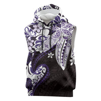 Monstera Plumeria Flowers Purple Sleeveless Hoodie Polynesian Pattern LT01 Purple - Polynesian Pride
