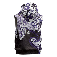 Monstera Plumeria Flowers Purple Sleeveless Hoodie Polynesian Pattern LT01 - Polynesian Pride