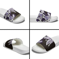 Monstera Plumeria Flowers Purple Slide Sandals Polynesian Pattern LT01 - Polynesian Pride