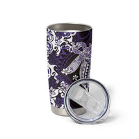 Monstera Plumeria Flowers Purple Tumbler Cup Polynesian Pattern LT01 - Polynesian Pride