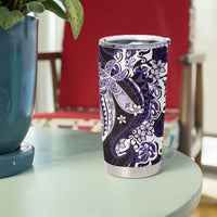 Monstera Plumeria Flowers Purple Tumbler Cup Polynesian Pattern LT01 - Polynesian Pride