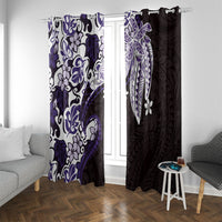 Monstera Plumeria Flowers Purple Window Curtain Polynesian Pattern LT01 With Grommets Purple - Polynesian Pride