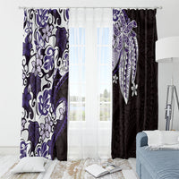 Monstera Plumeria Flowers Purple Window Curtain Polynesian Pattern LT01 - Polynesian Pride
