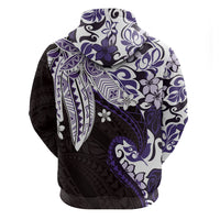 Monstera Plumeria Flowers Purple Zip Hoodie Polynesian Pattern LT01 - Polynesian Pride