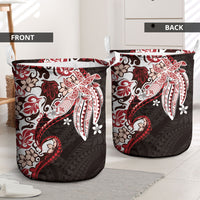 Monstera Plumeria Flowers Red Laundry Basket Polynesian Pattern LT01 - Polynesian Pride