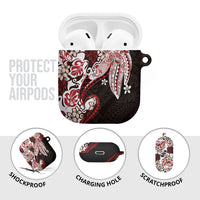 Monstera Plumeria Flowers Red AirPods Case Polynesian Pattern LT01 - Polynesian Pride