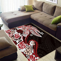 Monstera Plumeria Flowers Red Area Rug Polynesian Pattern LT01 - Polynesian Pride
