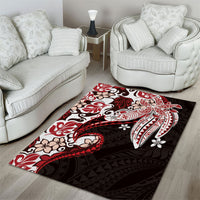 Monstera Plumeria Flowers Red Area Rug Polynesian Pattern LT01 - Polynesian Pride